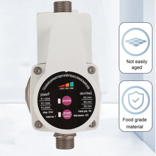 KKMOON Automatische Wasserdruckerhöhungspumpe mit bürstenlosem Motor in Weiß, leise mit 3 Geschwindigkeiten für Wasserhähne, Toiletten, Kessel und Duschen - Bild 1