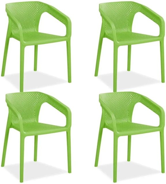 Homestyle4u Gartenstuhl 6er Set aus Kunststoff in Weiß für Garten Balkon und Terrasse - Bild 1