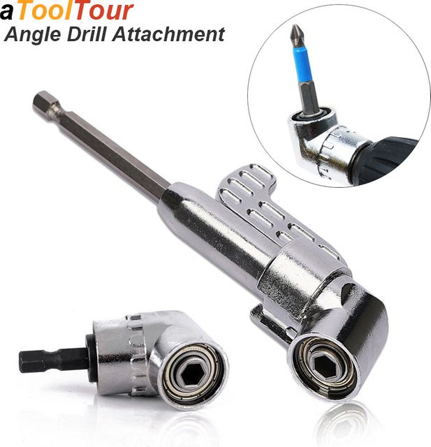 Atooltour Magnetischer 105 Grad Winkeladapter für Bit-Halter und Bohrmaschinen, Rechtwinkliger Schraubendreher-Adapter mit 1/4 Zoll Antrieb, Silber - Bild 1