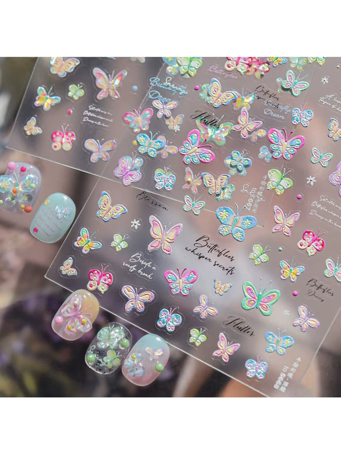 NAILFYOU Schmetterling Nagelsticker, Bunt, Retro Vintage - Bild 2