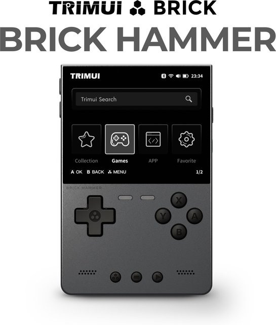 Trimui Brick Hammer Retro Handheld-Konsole mit 3,2 Zoll IPS-Display, Metallgehäuse, Grün - Bild 1