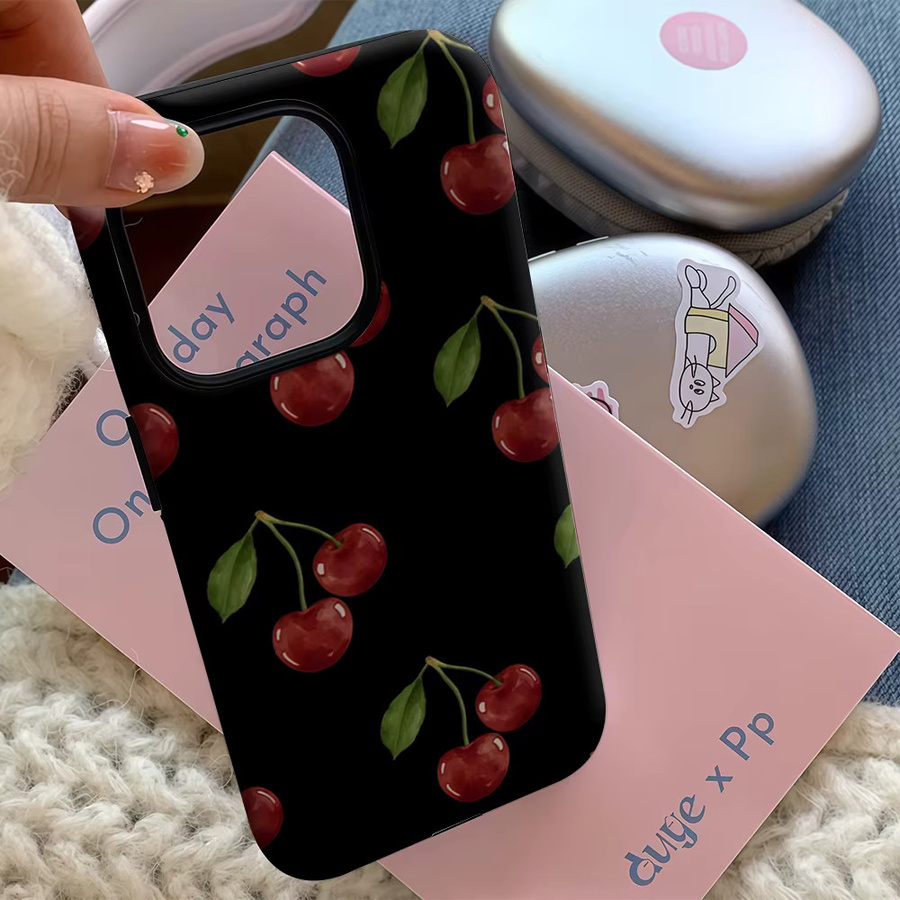Potdemiel Handyhülle mit doppelschichtiger Rückseite für iPhone 17 16 15 14 13 12 11 Pro Max Plus in Dark Cherry - Bild 5