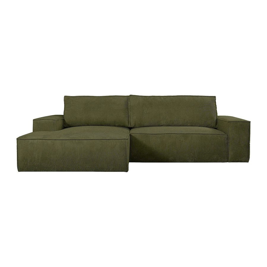 Vente-unique Schlafsofa Amelia in Khaki mit Cord-Bezug und L-Form, Breite: 267 cm - Bild 2