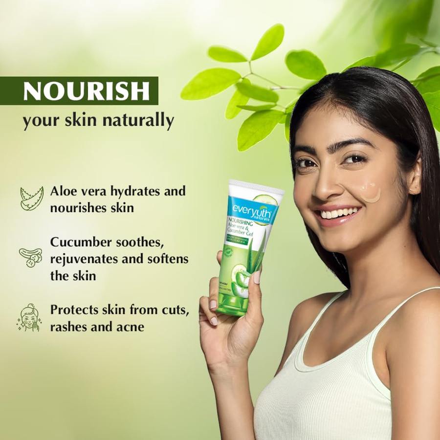 Everyuth Naturals Aloe Vera Gurken Gel, 150g, 3er Pack, Unisex - Bild 3