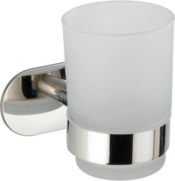 Wenko Zahnputzbecherhalter Turbo-Loc Uno Orea Shine aus Edelstahl in Silber mit passendem Becher - Bild 1