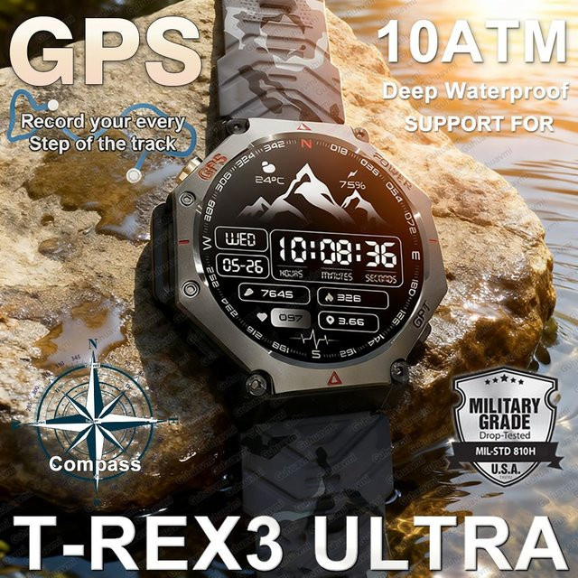 GUHUAVMI Smartwatch, GPS, 10 ATM, Schwarz, Herren - Bild 1