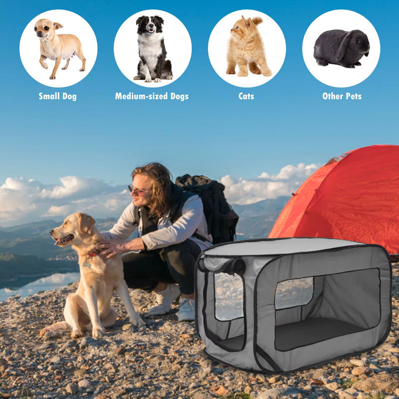 Willstar Tragbare Hundehütte in Grau, faltbares Pop-Up Hundezelt für drinnen und draußen - Bild 6