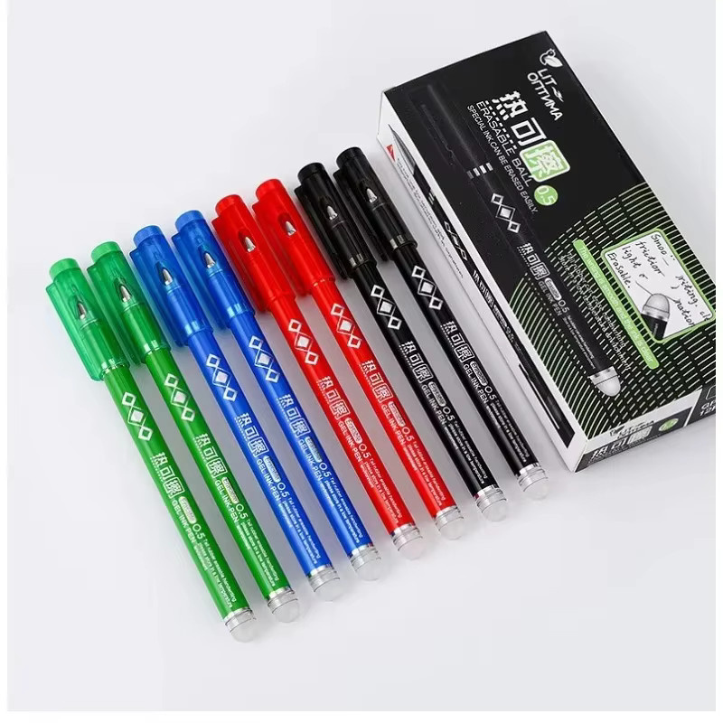 Set aus 4 oder 12 löschbaren Gel-Stiften mit Kugelspitze und 0,7 mm Mine in Schwarz, Blau, Rot und Grün - Bild 3