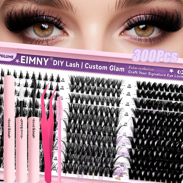 EIMNY Wimpern-Cluster-Set, 300 Stück, 10–16 mm, D-Curl, Unisex - Bild 1