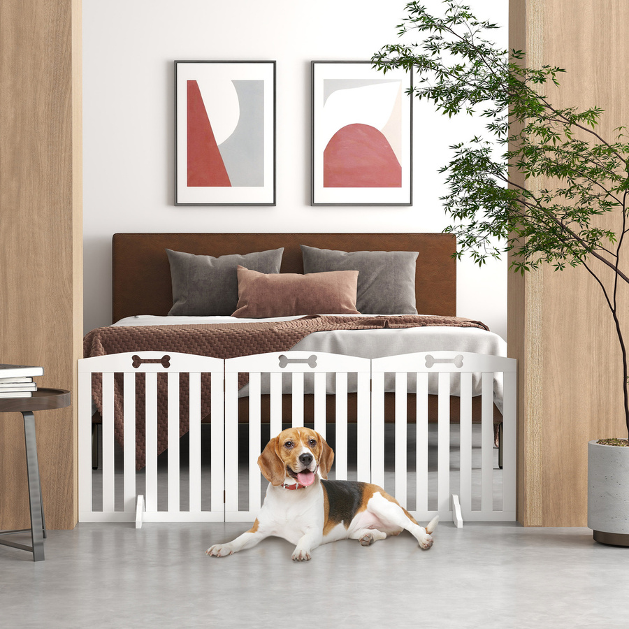 PawHut Hundegitter 3-teilig weiß MDF B/H/L: 155 x 61 x 30 cm - Bild 2