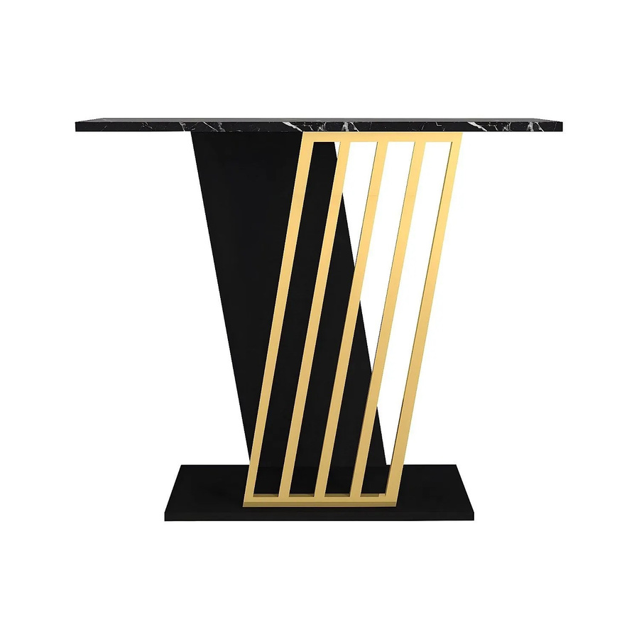 Vente-unique Konsolentisch Orsona in Schwarz und Gold mit Marmor-Optik, Breite: 90 cm - Bild 2