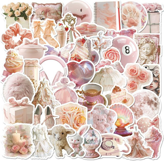 Rspctou Rosa Ballett-Stil Aufkleber Set mit floralen und organischen Motiven für Laptop und Notizbuch - Bild 1