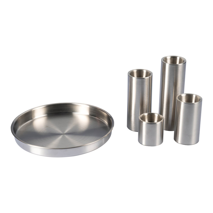 5-teiliges Kerzenteller-Set Viva Domo aus Edelstahl in Silber für Tealights und Stabkerzen - Bild 2