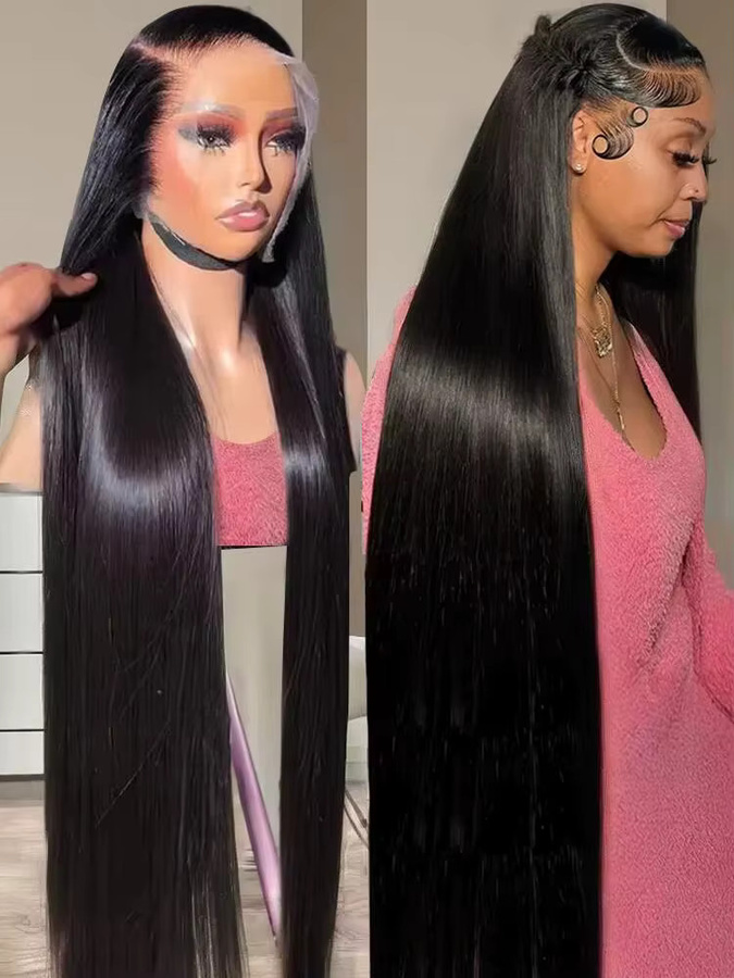 mayfive Echthaarperücke Bone Straight, 32 Zoll, Schwarz, Damen - Bild 4
