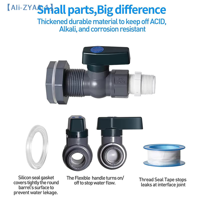 JETTING PVC Wasserfass-Absperrhahn-Set mit Anschluss-Abflussadapter und Innenanschluss für dein Regenfass - Bild 2