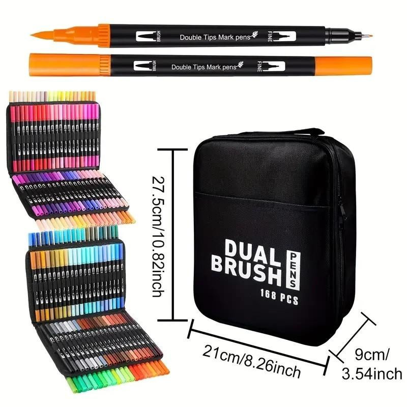 Uniklo Aquarell-Pinselmarker mit Doppelspitze, 120 Farben in Schwarz und Multicolour - Bild 9