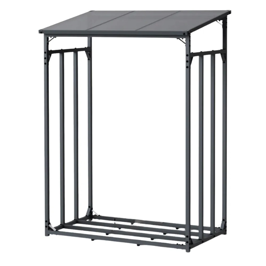 DELUKE Kaminholzregal Außen ELOS mit Dach aus Metall in Anthrazit, B/T/H: 130 x 70 x 185 cm - Bild 2