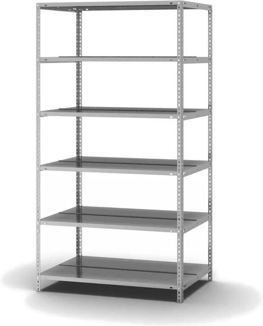 PROREGAL Aktenregal aus verzinktem Stahl mit 6 Ebenen, beidseitig nutzbar, Farbe: Silber, H x B x T: 185 x 100 x 60 cm - Bild 1