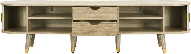 okwish TV Schrank mit Schiebetüren in Beige und Natur, rustikaler Stauraum für deinen Wohnbereich, B/T/H: 175 x 38 x 45 cm - Bild 1