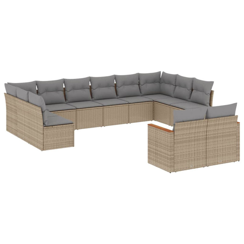 Vidaxl 12-teiliges Gartenmöbel-Set aus Rattan und Metall mit Kissen in Beige - Bild 2