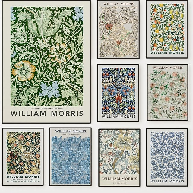 Potdemiel William Morris Garten Blume Poster Botanische Art Nouveau Wandkunst Mehrfarbig - Bild 1