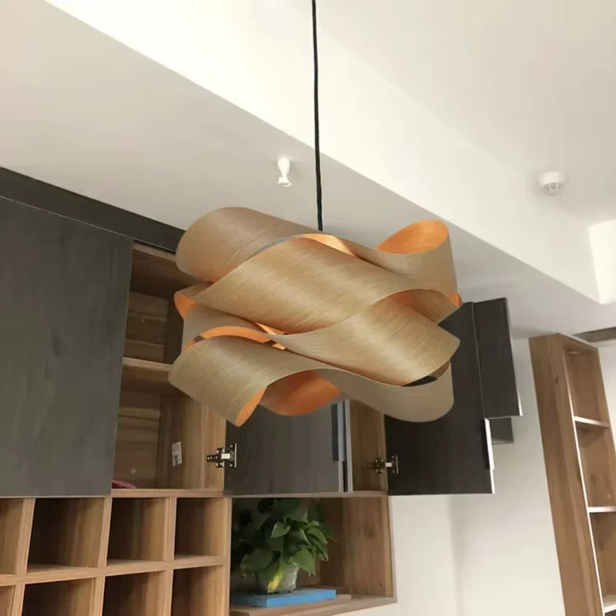 JOYINLED LED Anhängerlampe aus Holz in Schwarz und Braun, Orientalischer Kronleuchter für Schlafzimmer und Restaurant, Durchmesser: 40 cm - Bild 2