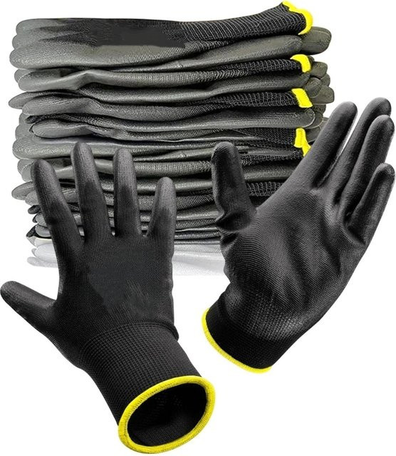 INMAICH Sicherheits-Arbeitshandschuhe mit PU-Beschichtung, 2 Paar, Anti-Grip und nahtlos gestrickt, ideal für Mechaniker und Gartenarbeit - Bild 1