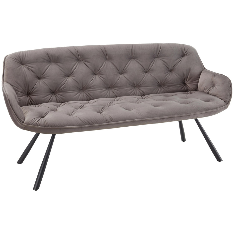 Mömax Sitzbank aus Samt in Grau und Schwarz mit Metallbeinen, B/T/H: 171 x 360 x 45 cm - Bild 2