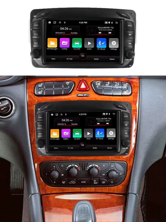 MEKEDE Android 15 Autoradio für Mercedes Benz C-Klasse CLK W209 W203 W463 W208 C200 C320 C350, 7 Zoll, 2 GB RAM + 64 GB Speicher, Schwarz - Bild 5
