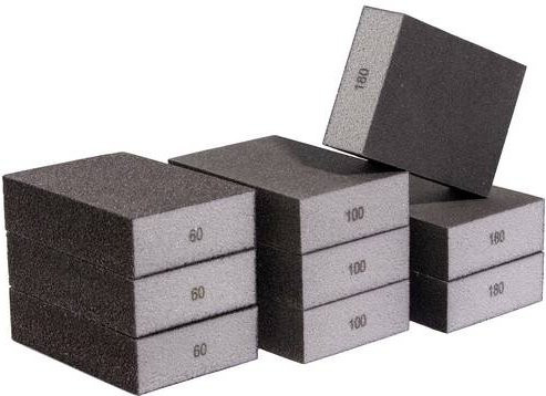 Quadrios Schleifschwamm-Set 9 Stück in Grau für Holz und Metall mit den Körnungen 60, 100 und 180 - Bild 1