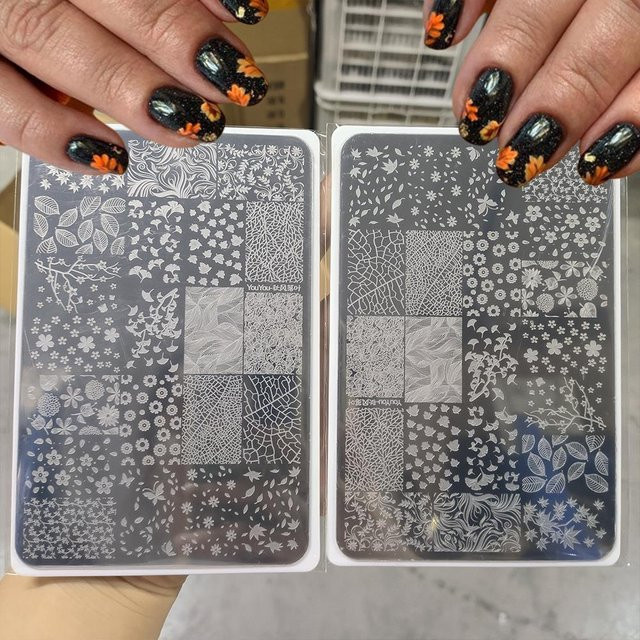 MAFANAILS Nagelstanze, Herbst Ahornblatt und Ginkgo Blatt, Schablone - Bild 1