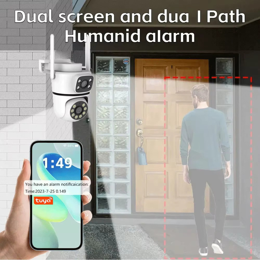Tuya 10MP Dual-Objektiv 5G Wifi Outdoor PTZ Kamera mit 4K HD Dual Screen und Nachtsicht in Weiß - Bild 3
