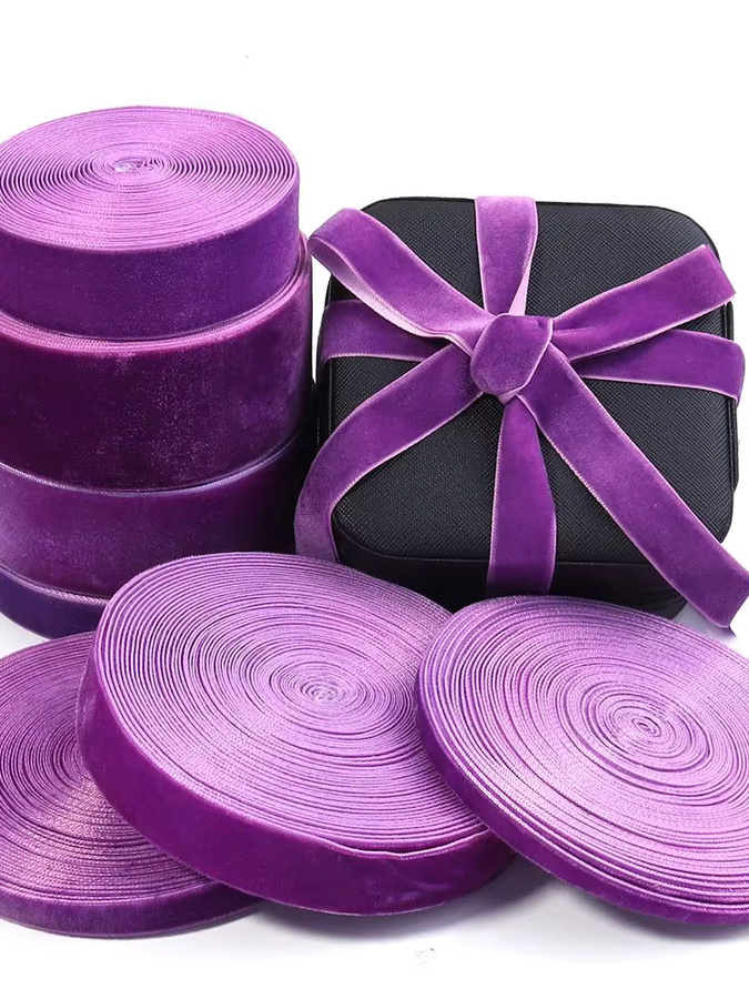 Samtbänder Set mit 16 Farben für DIY Dekoration und Geschenkverpackungen, einseitig beflockte Gurtbänder in Breiten von 6 bis 38 mm - Bild 3