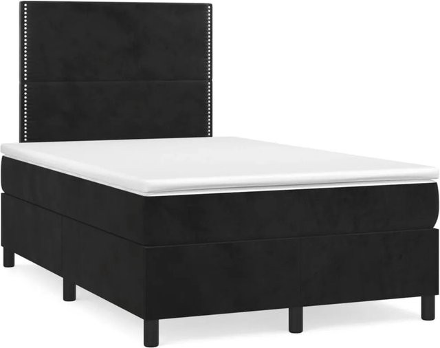 vidaXL Boxspringbett mit Matratze in Schwarz aus Samt, Hybridbett mit Taschenfederkern, B/T: 120 x 200 cm - Bild 1