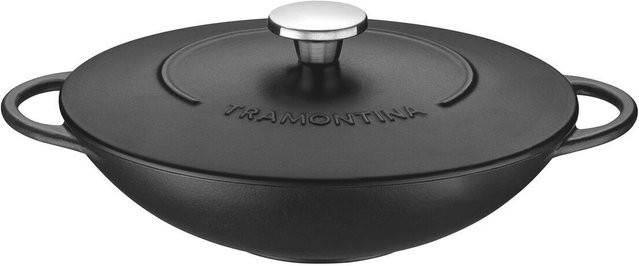 Tramontina Trento Wok aus emailliertem Gusseisen, Schwarz, Durchmesser: 32 cm - Bild 1