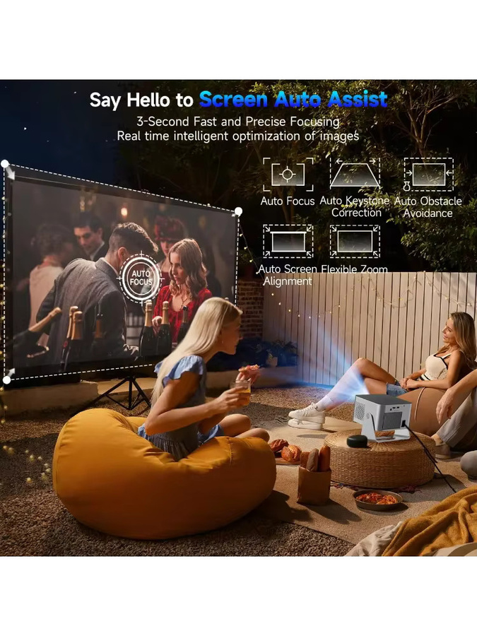 Magcubic HY350GTV Projektor Set mit Google TV Stick, 1080p Full HD, 900 ANSI, Autofokus, Tragbarer Beamer in Weiß - Bild 6