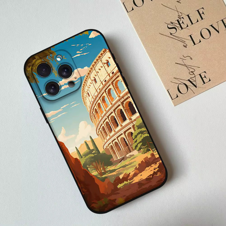 Handyhülle Italien Rom Stadt Design für iPhone 16 15 14 13 12 11 Pro Max Xr Xs Schwarz - Bild 4