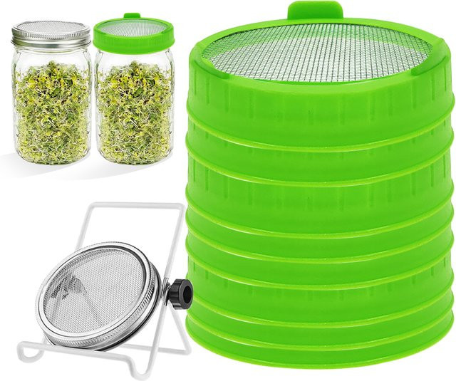 RBCFHI Keimdeckel mit Edelstahl-Sieb für Sprouting Jars, Breite: 8,6 cm - Bild 1
