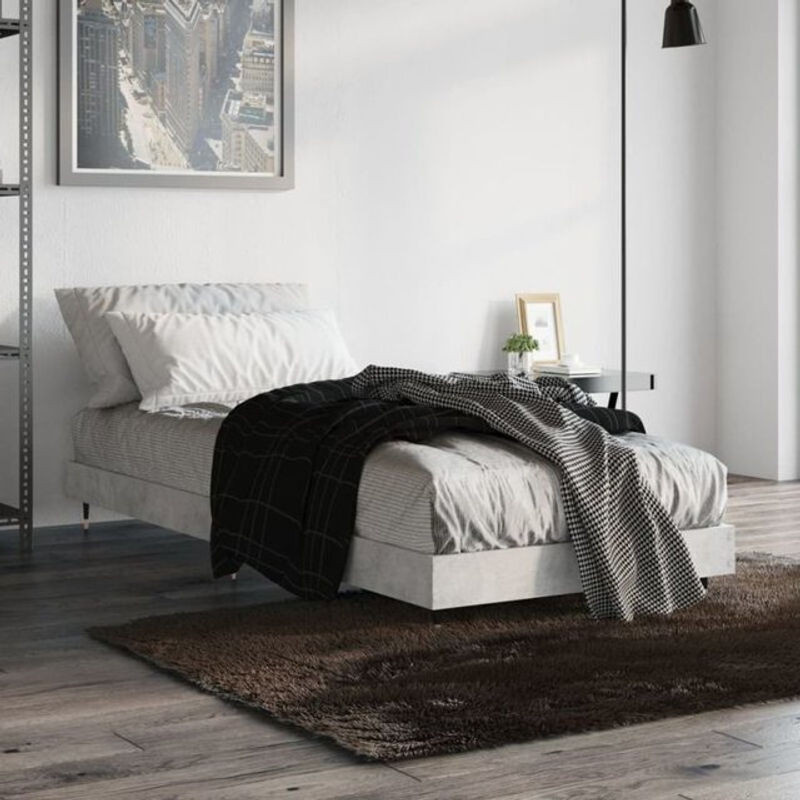 Vidaxl Bettgestell aus Holzwerkstoff und Metall in Grau, B/H: 75 x 190 cm, minimalistisches Design - Bild 1