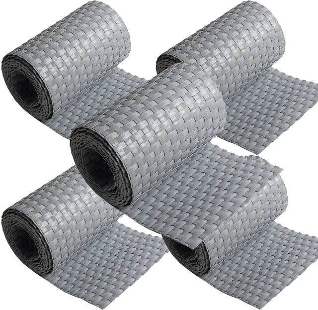 NYVI Polyrattan Sichtschutzstreifen Privafence für Doppelstabmatten Zaun, Hellgrau, 5 Rollen, B: 255 cm, H: 19 cm - Bild 2