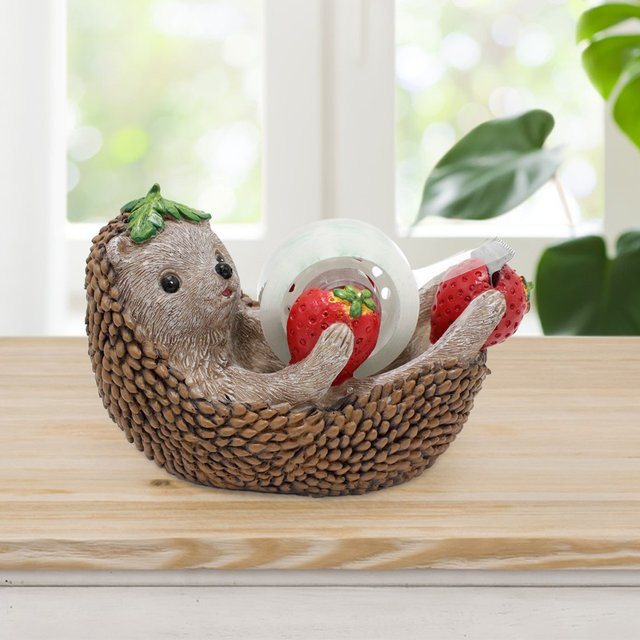 Igel Klebebandhalter und Klebebandmesser Set aus Resin in Braun und Multicolour als dekoratives Schreibwaren-Ornament für dein Zuhause oder Büro - Bild 1