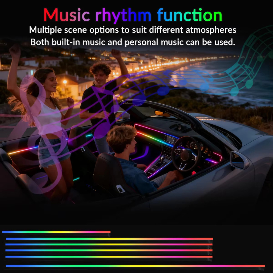 WUMFIRE Universal Symphony Auto Umgebungslichter mit RGB LED, App- und Musiksteuerung sowie WiFi für eine moderne Atmosphäre in Multicolour - Bild 2