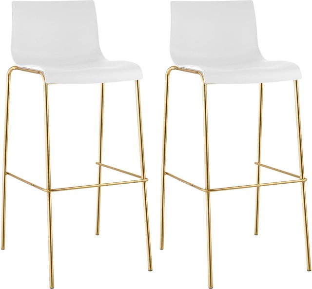 CLP Barhocker 2er Set Hover stapelbar mit Fußablage, Barstuhl mit Kunststoff-Sitz und Metallgestell in Goldoptik, Tresenhocker bis 150 kg Belastbarkeit - Bild 1