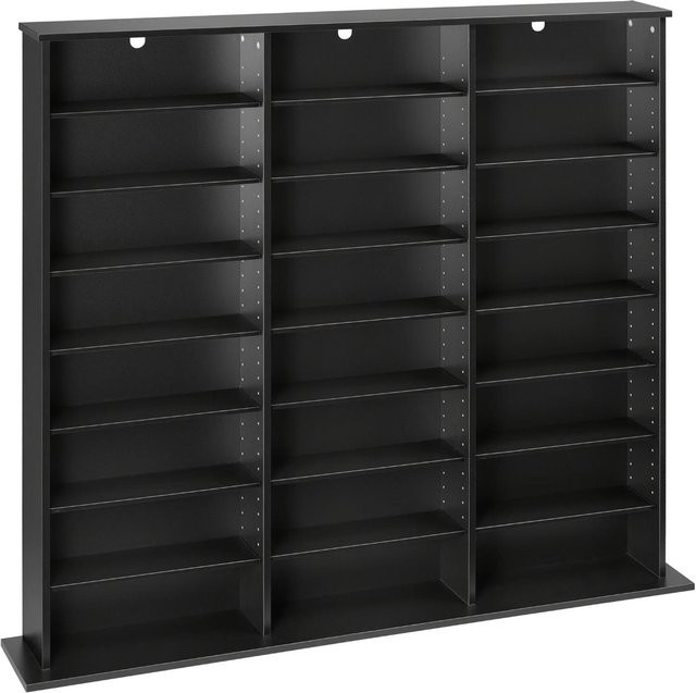 Buying Solutions MB Medienaufbewahrungsschrank in Schwarz, 8-stufiger Multimedia-Organizer für CDs, DVDs, Bücher und Spiele, B/T/H: 142 x 22 x 130 cm - Bild 1