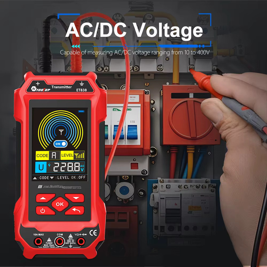 TOOLTOP 400 V unterirdischer Kabel-Wandverkabelungs-Locator mit 3,2 Zoll Display, Digitalmultimeter und LAN-Tester zur Kurzschlussortung in Rot - Bild 4