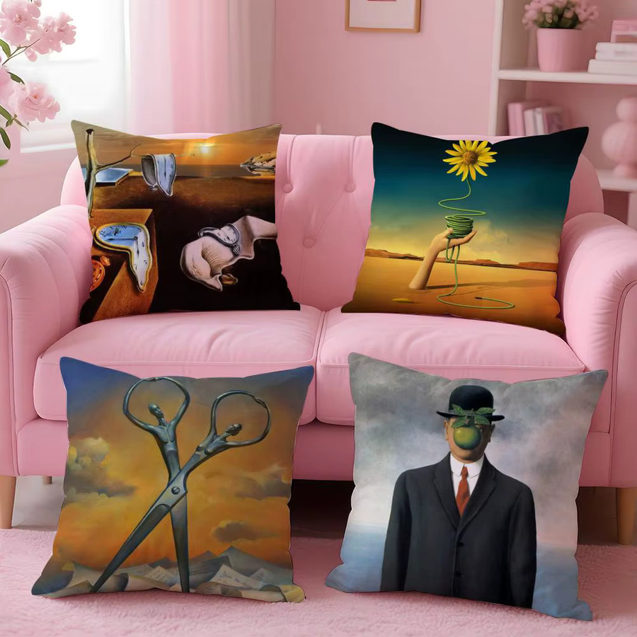 Salvador Dali Pop Art Kissenbezug aus Plüschstoff in Schwarz und Multicolour, B/T/H: 30 x 30 x 1 cm - Bild 3
