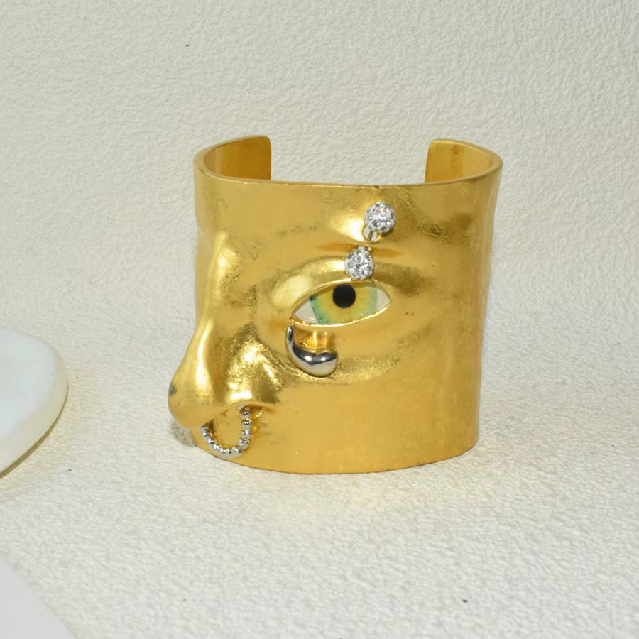 Nunqiao Armband Manschette, Metall, Gold, Vintage, Damen - Bild 3