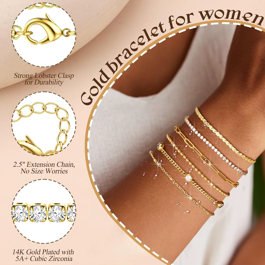 Bobisty Armband, vergoldet, Edelstahl, Zirkonia, Perle, Damen - Bild 3