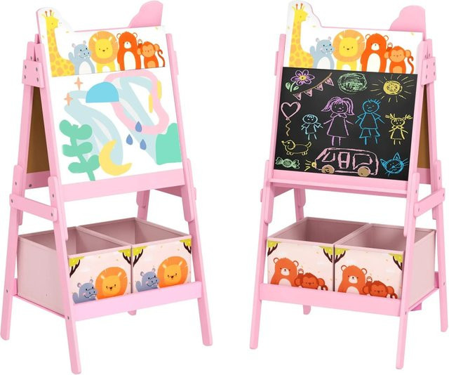 AIYAPLAY Kindertafel aus Kiefernholz und MDF in Grau, H 113 cm x B 49 cm x T 53,5 cm - Bild 1