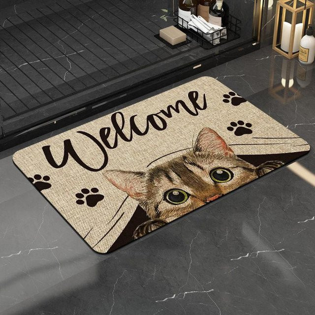 Rutschfeste Tier Bodenmatte für Schlafzimmer und Küche, beige, B/T: 80 x 50 cm - Bild 1